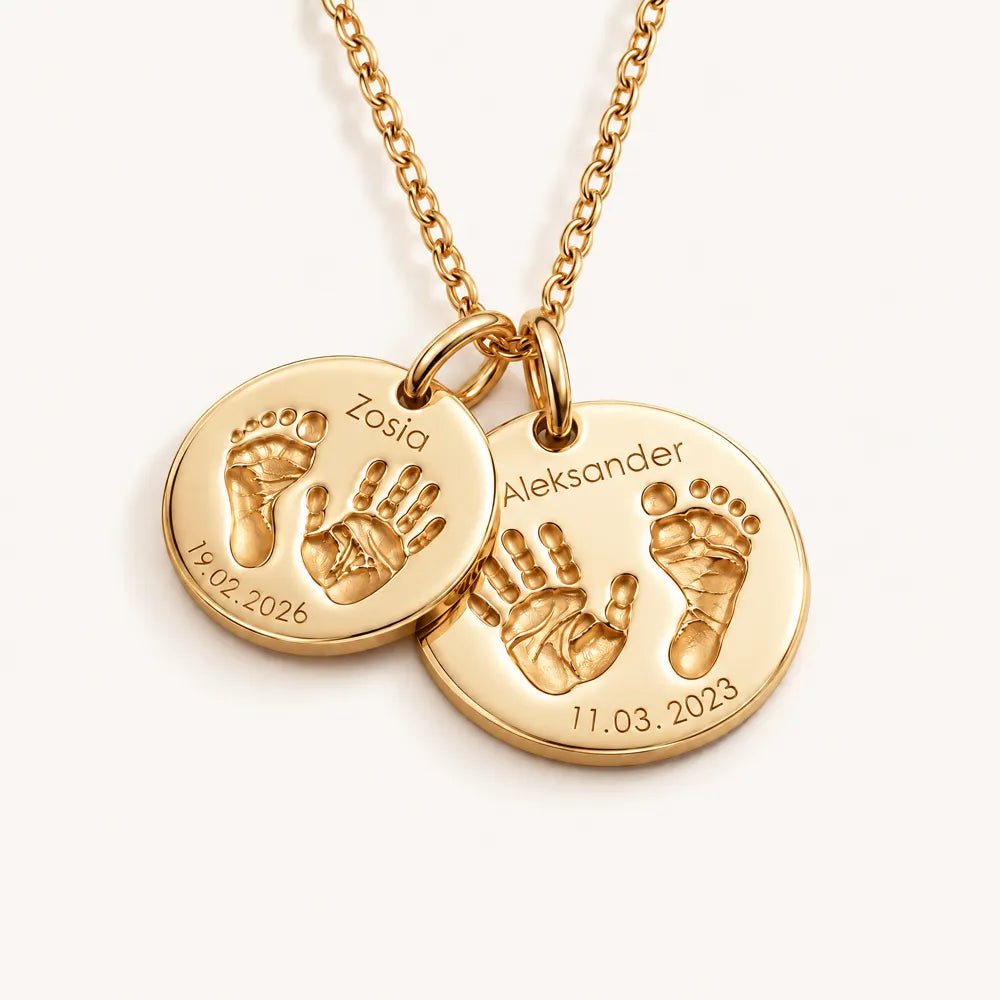 First Steps - 2 Charms Geschwisterkette mit 3D Abdrücke - SEVOLY