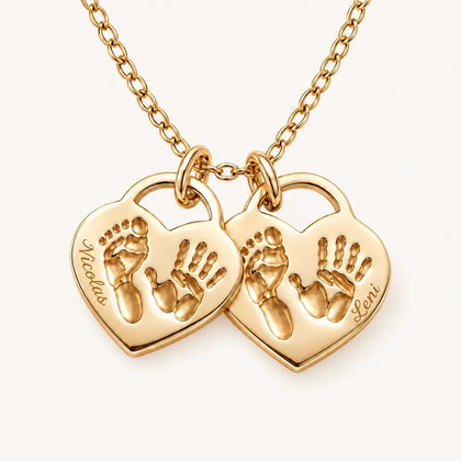SEVOLY LOVE - 2 Charms Geschwisterkette mit 3D Abdrücke - SEVOLY