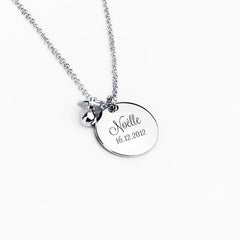 Geburtskette mit Schnuller und Textgravur