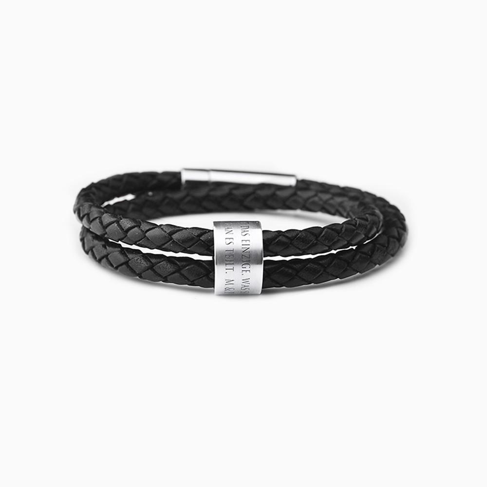 Leder Armband mit Messagering und Textgravur