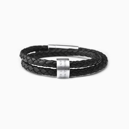 Leder Armband mit Messagering und Textgravur - SEVOLY
