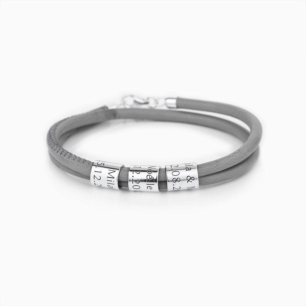 Leder Storyteller Armband mit 3 Beads und Text Gravur