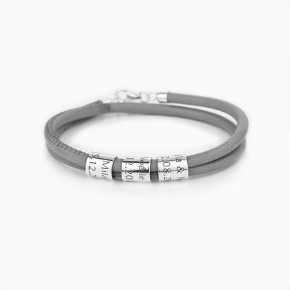 Leder Storyteller Armband mit 3 Beads und Text Gravur - SEVOLY