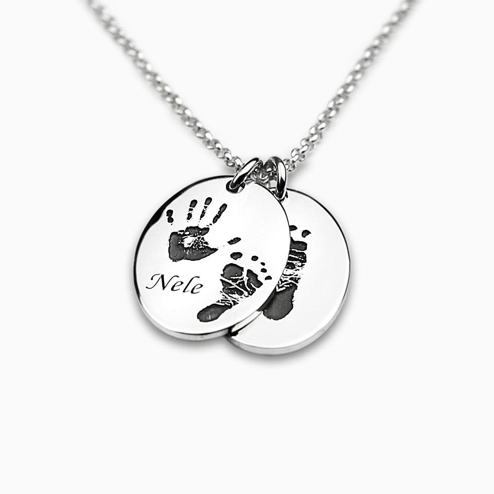 Mein ganzer Stolz! - Familienkette mit 3D Fußabdruck Handabdruck Gravur - SEVOLY