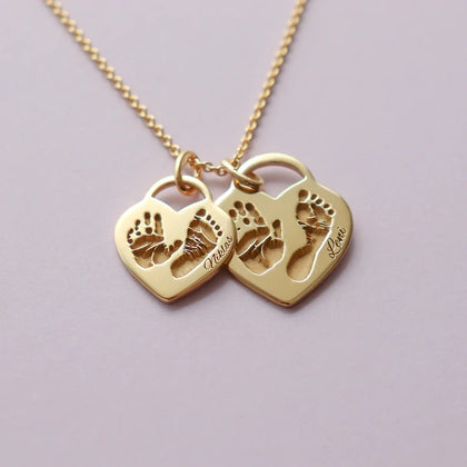 SEVOLY LOVE - 2 Charms Geschwisterkette mit 3D Abdrücke - SEVOLY